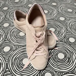 Banana Republic Women's Blush Suede Sneakers with Rose Gold Metallic Accent 9.5